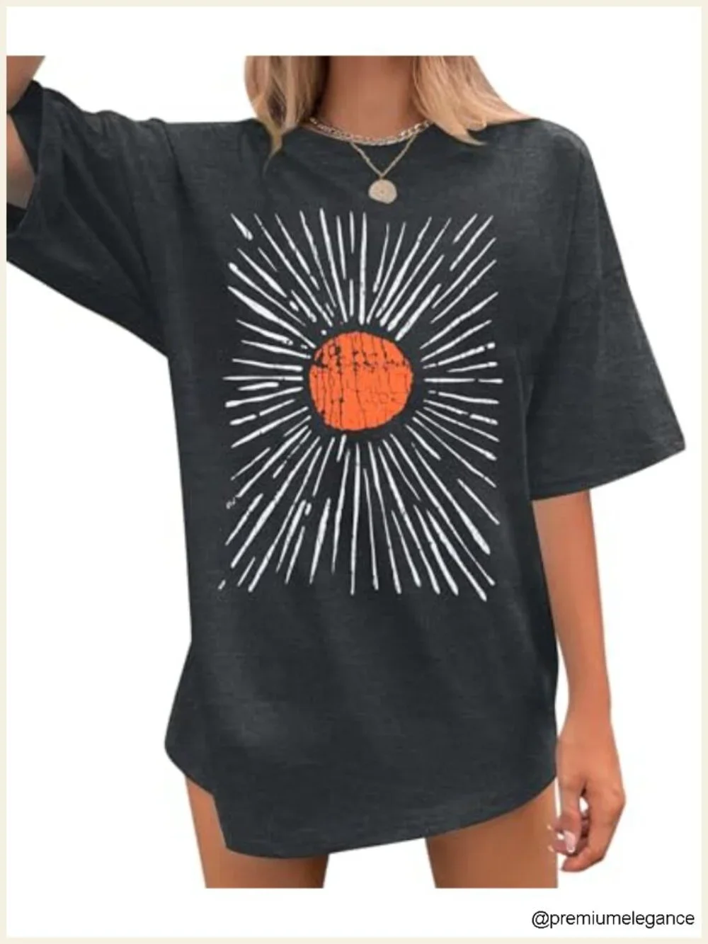 Oversized Vintage Sunshine Graphic Tee T-Shirt Hiking Summer Top